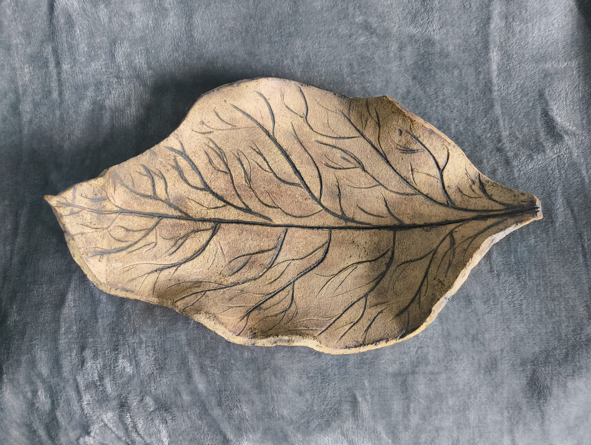 Hand-Built Veined Leaf Serving Dish